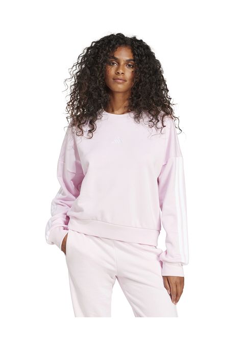Felpa Adidas Essentials 3 Stripes French Terry Girocollo Rosa Bianco Donna ADIDAS CORE | Felpe | JD5294-
